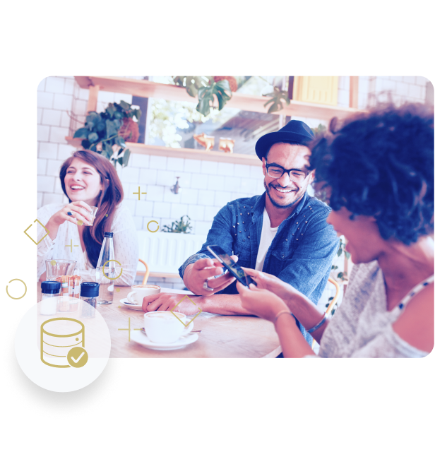 Happy Group Looking at Phone