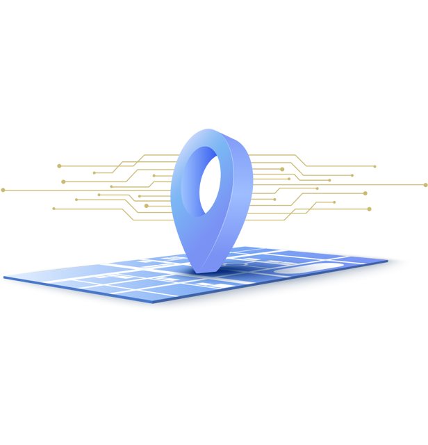 Location Marker with Tech Lines